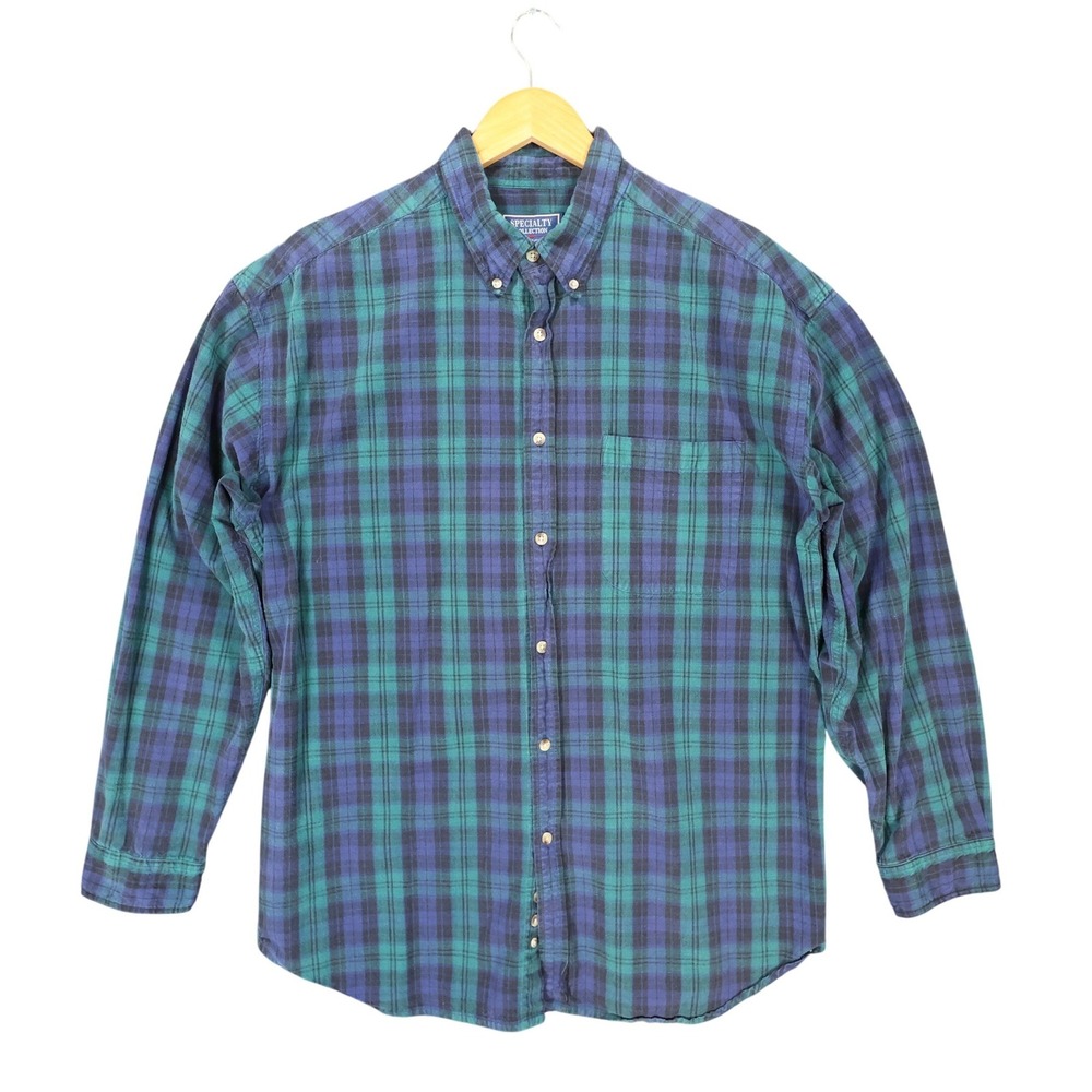 Specialty‎ Collection Button Down Mens XL Green Excellent Plaid Flannel